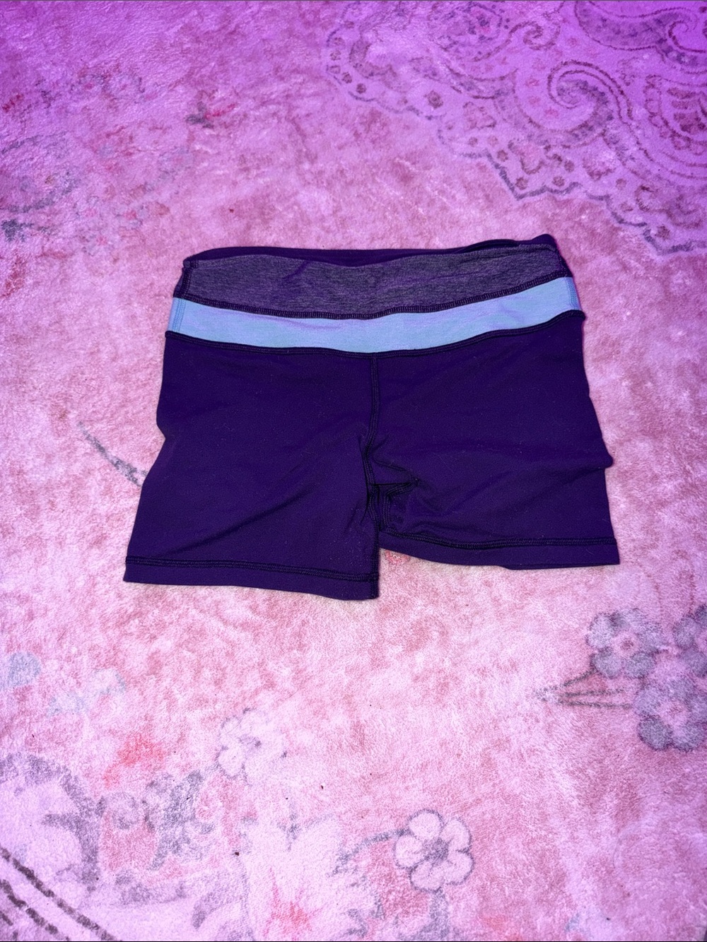 lululemon athletica Purple Athletic Shorts with Light Blue Waistband